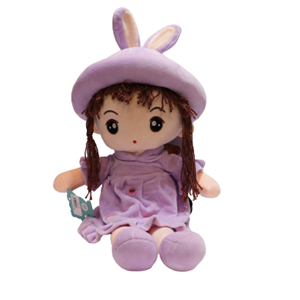 عروسک دختر کلاه خرگوشی یاسی 55 سانتی متر_اسباب بازی